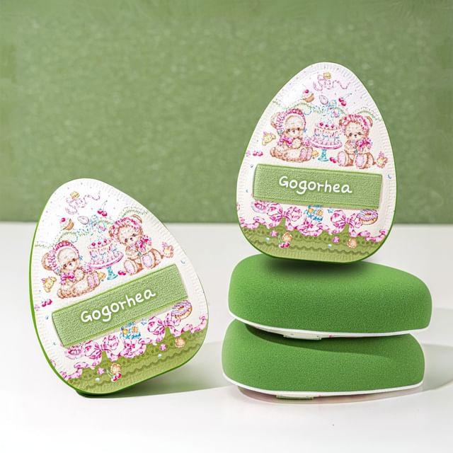 Рея - Набор из 2 шт.: Пуховка-кушон  Капля  для торта-мишки 2 Pcs - Green