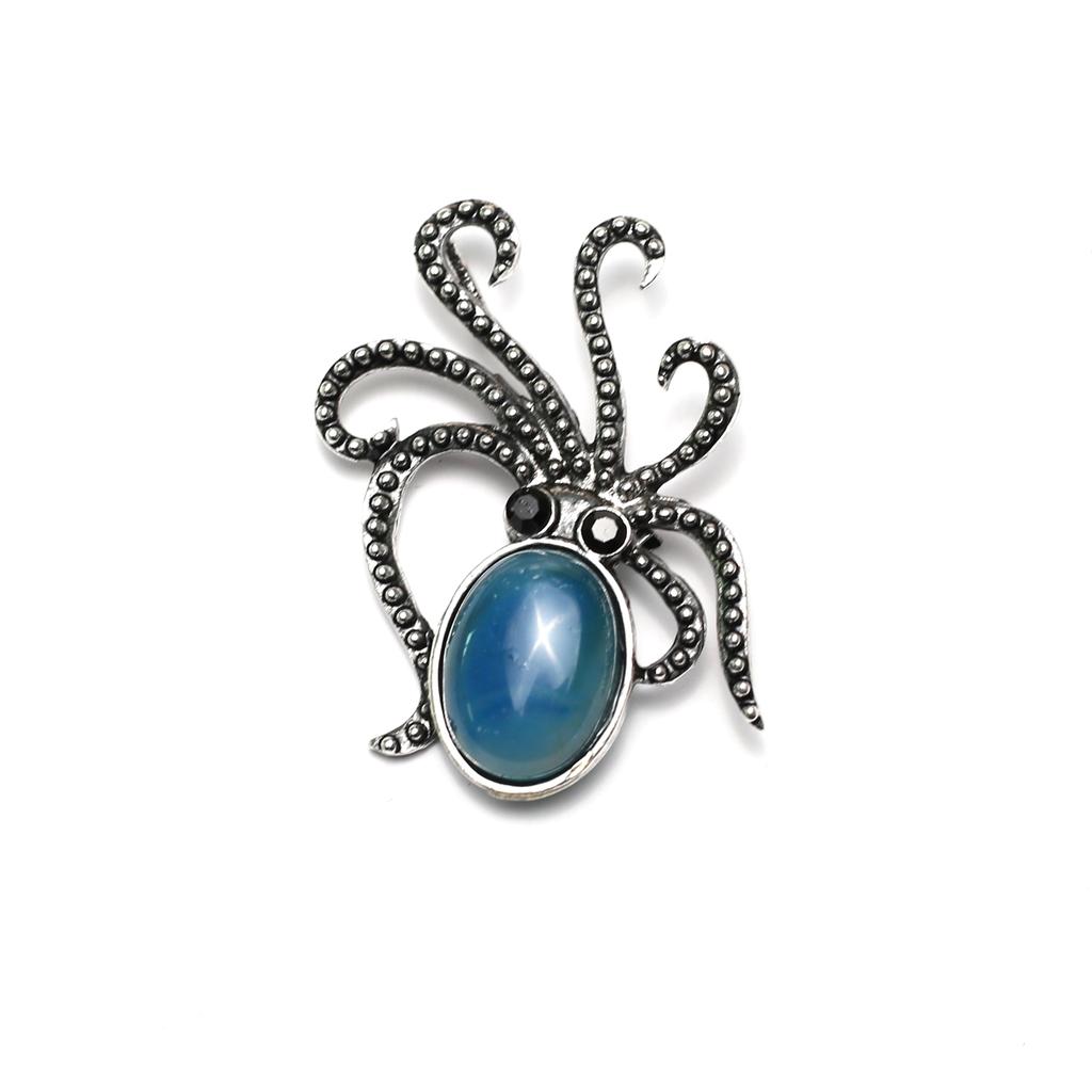 1Pc Colourful Diamonds Gemstones Octopus Brooches, Reiki Healing Crystal Amethyst Agate Opal Gemstone Brooch Pin, Energy Natural Stone Brooch Jewelry