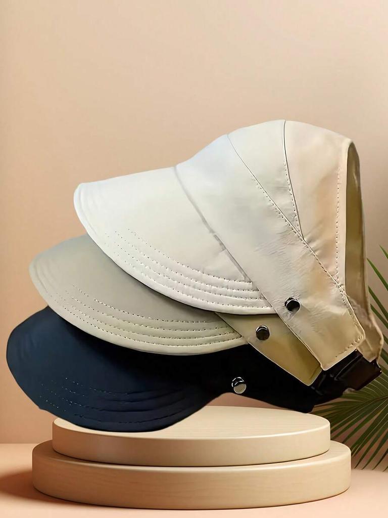 Womens Breathable Wide Brim Sun Hat With Open Top For Ponytail Summer Foldable Packable