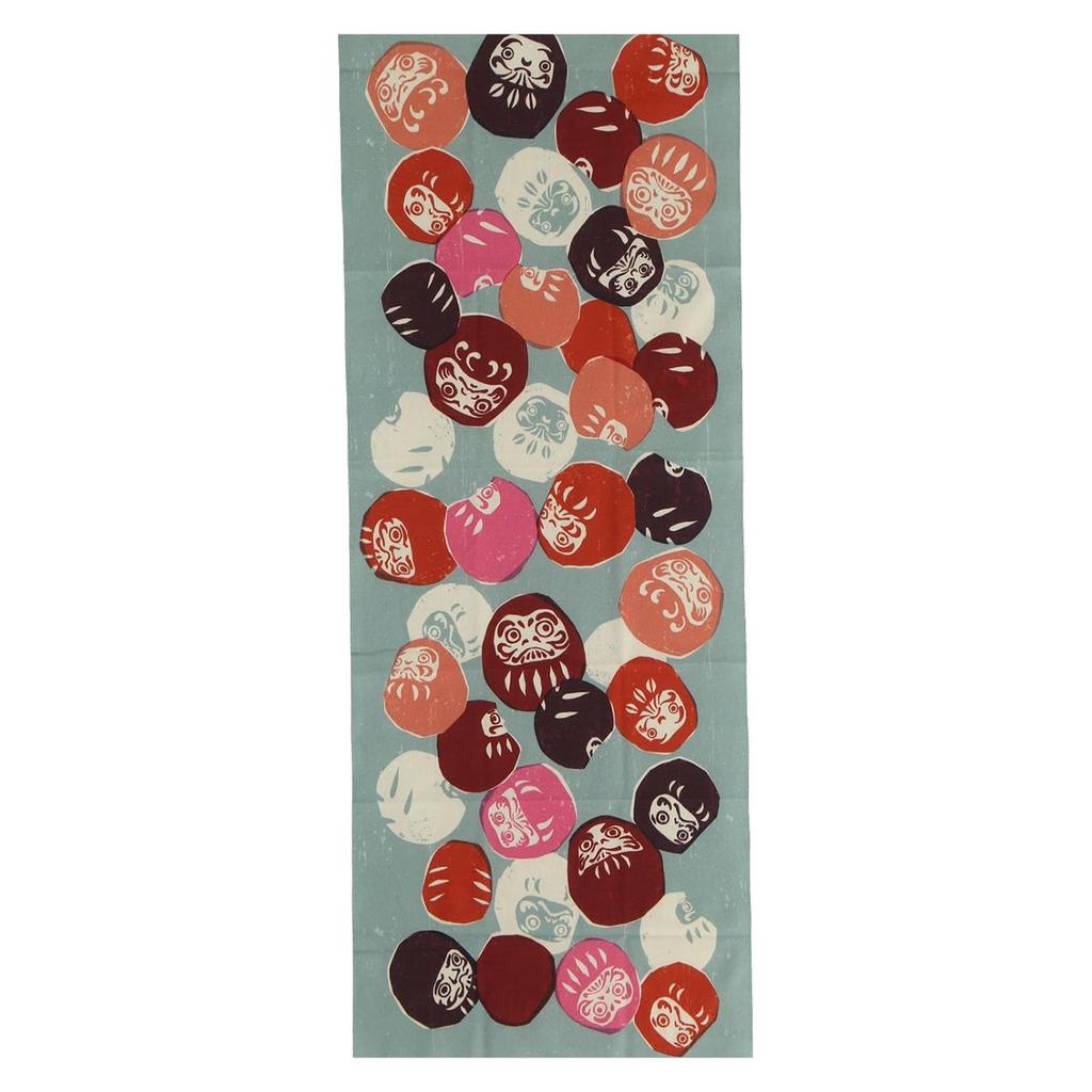 JAPATRA Japanese Tenugui Towel Daruma Design Smoky Green Traditional Hand Towel 34x90cm