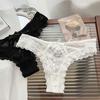 Lace Bow Sexy Thong Transparent Women's Lingerie Low Waist Flower Embroidery Mesh Perspective Hollowed Panties Briefs