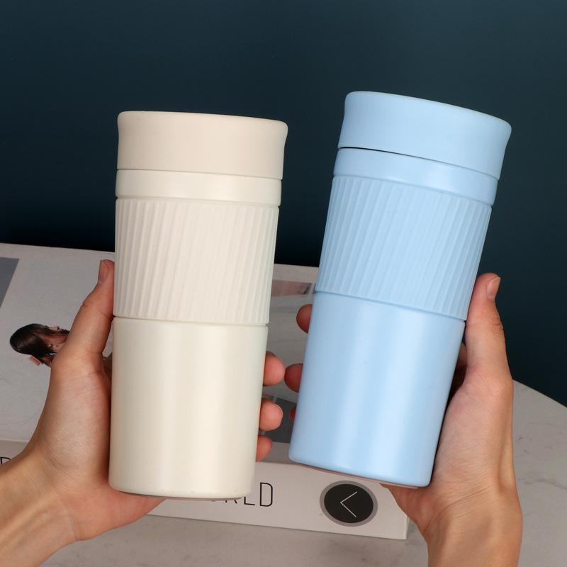 Silicone Set Cup Simple Straight Cup with Tea Net Stainless Steel Business Thermos Cup