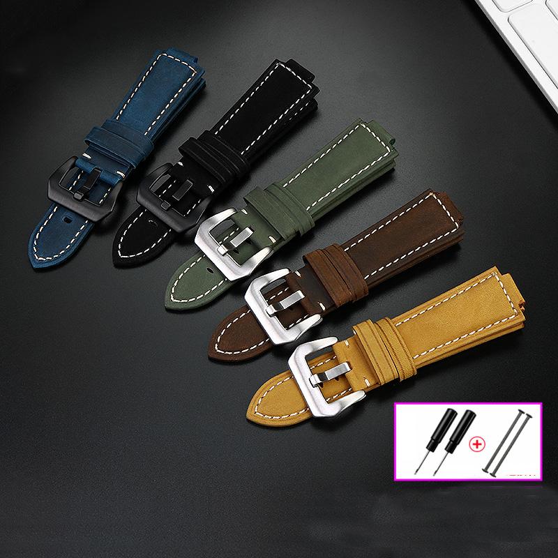 Genuine Leather Watch Strap 24*16mm For Timex Tide T2n739 T2n720 T2n721 T45601 T2p141 Series Watchband Men's Watch Accessories