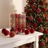 24Pcs Sparkling Velvety Christmas Ball Decorations Shatterproof Decorative Baubles Ornament for Christmas Tree Mantels