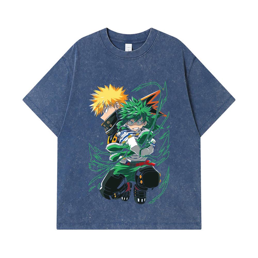275 GSM Washed T-shirts 100% Cotton My Hero Academia V21 Print Unisex Heavy Cotton T Shirt