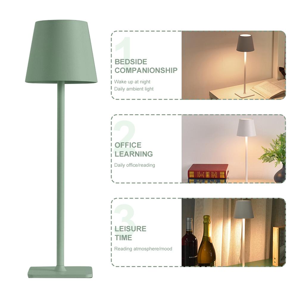 Kabellose Tischlampe USB-wiederaufladbar Stufenlos dimmbar Drahtlose Leselampe Minimalistisches LED-Licht für Restaurant/Schlafzimmer/Außenbereich