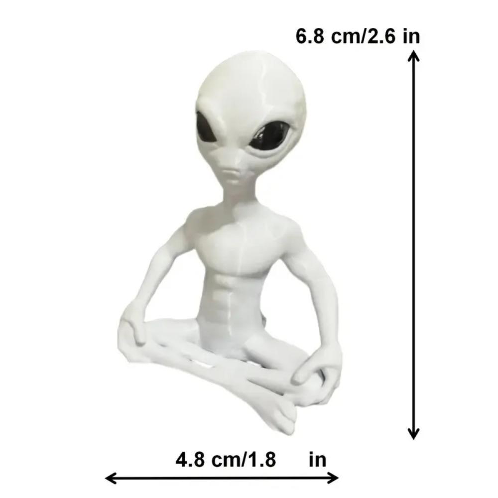 Meditierende Alien-Statue, 3D-gedrucktes Alien-Yoga-Meditations-Ornament, Halloween-Dekoration Zimmer Weltraum Spaß Stressabbau Dekoration