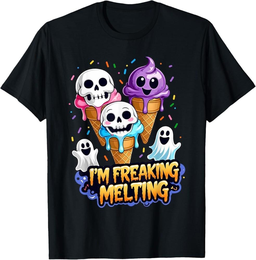 Cute I m Freaking Melting Skull Ice Cream Halloween T-Shirt M
