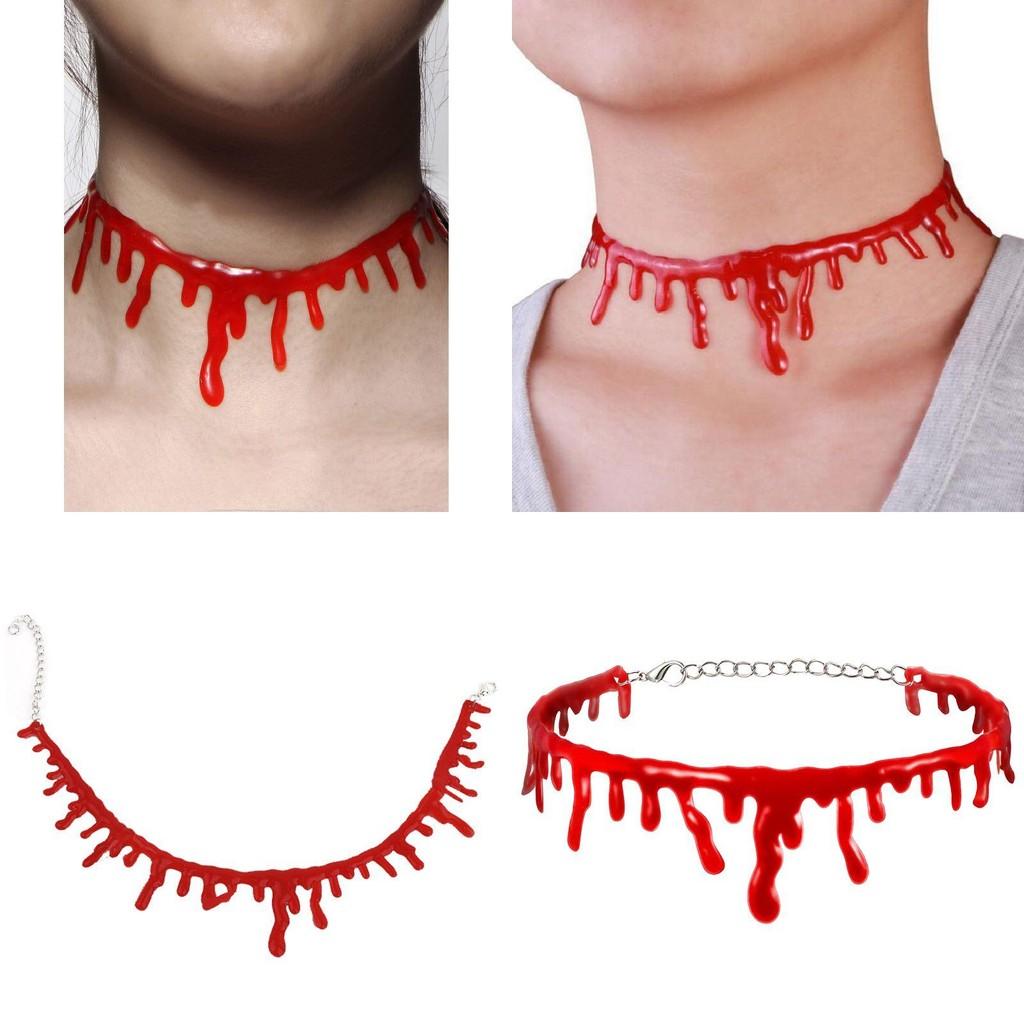 Halloween Vampire Necklace Spooky Gothic Style Plastic Geometric Blood Necklace