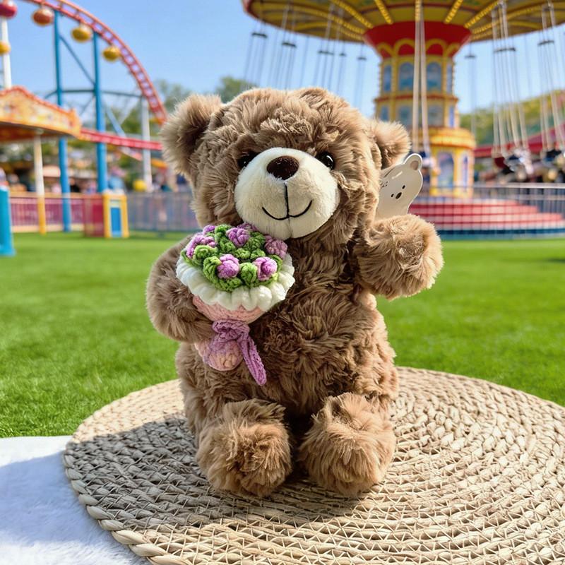 

Плюшевая игрушка Медвежонок с украшениями в виде роз Для подарка на День святого Валентина и для коллекции BrownBearPinkFlower