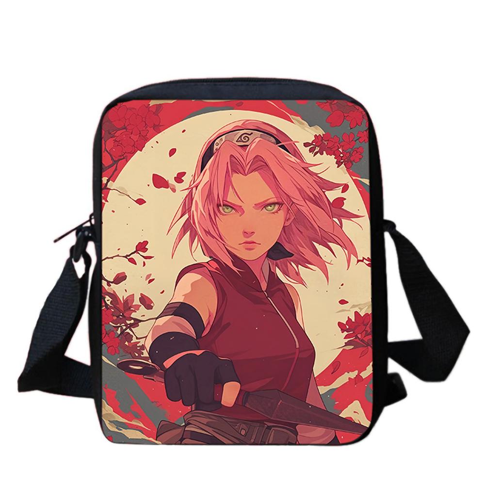 NARUTO Anime Kids Crossbody Bag, Adjustable Straps & Zipper, Light Durable Shoulder Bag, Daily School Bag Boys & Girls Ages 5-11