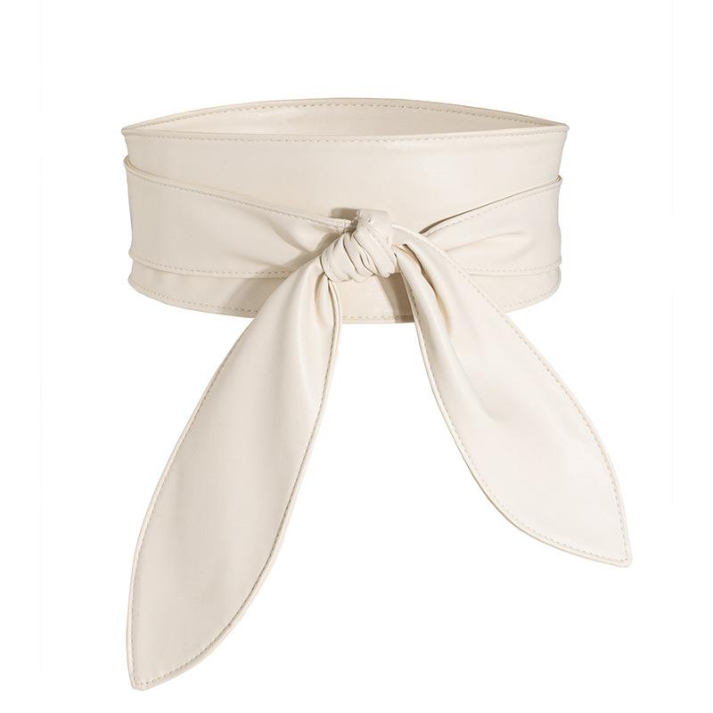 Double-sided Wide Women's Waist Seal Soft and Versatile Elegant Bow Ribbon Super Long Knot Belt European and American Beautiful