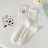 Ladies Spring and Autumn Versatile Sports Sweat Absorbing Embroidery Love Letter In Tube Socks