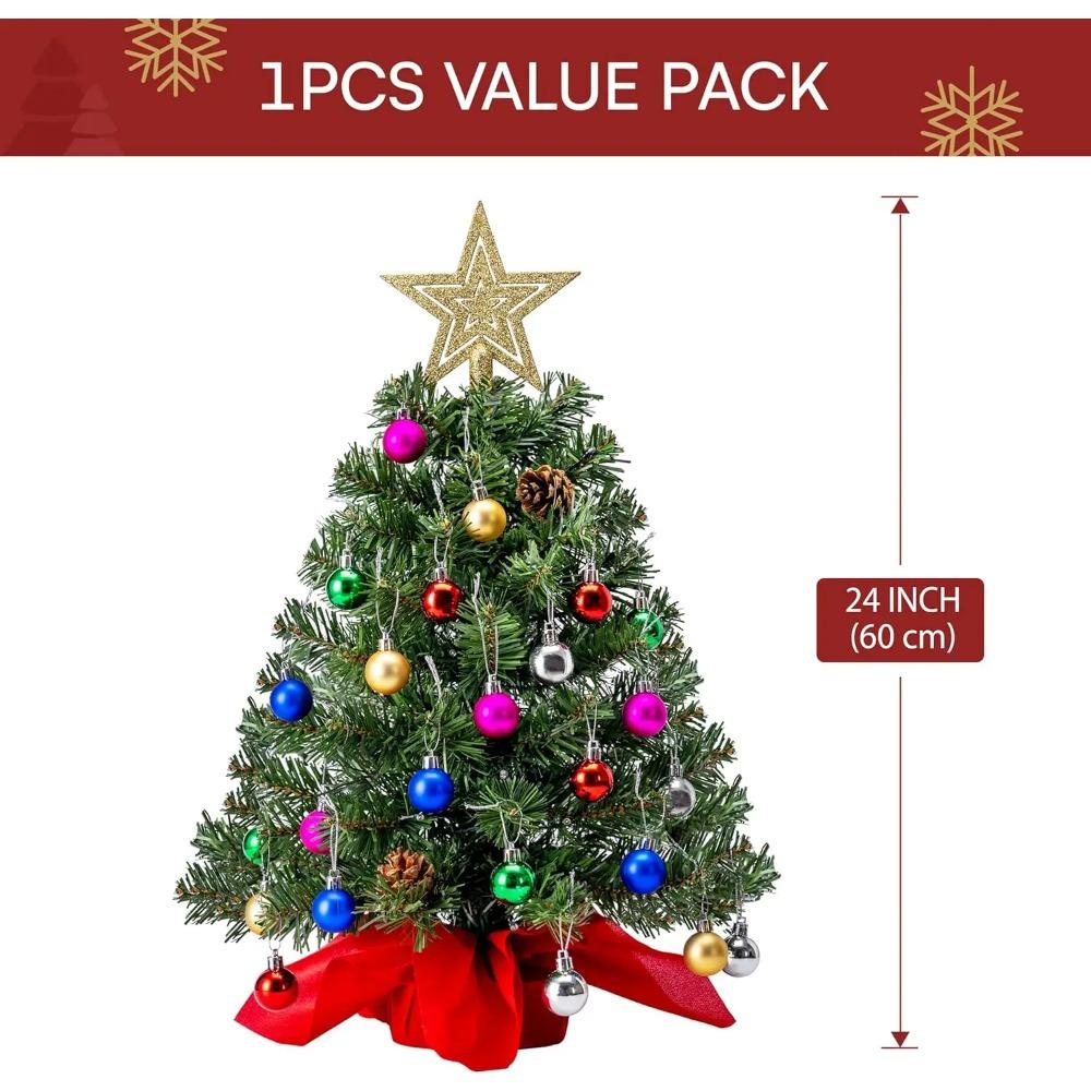24 Zoll / 2 Fuß vorbeleuchteter Tisch-Weihnachtsbaum mit warmen Lichtern und Tannenzapfen, entworfen für die beste Weihnachtsdekoration der Saison