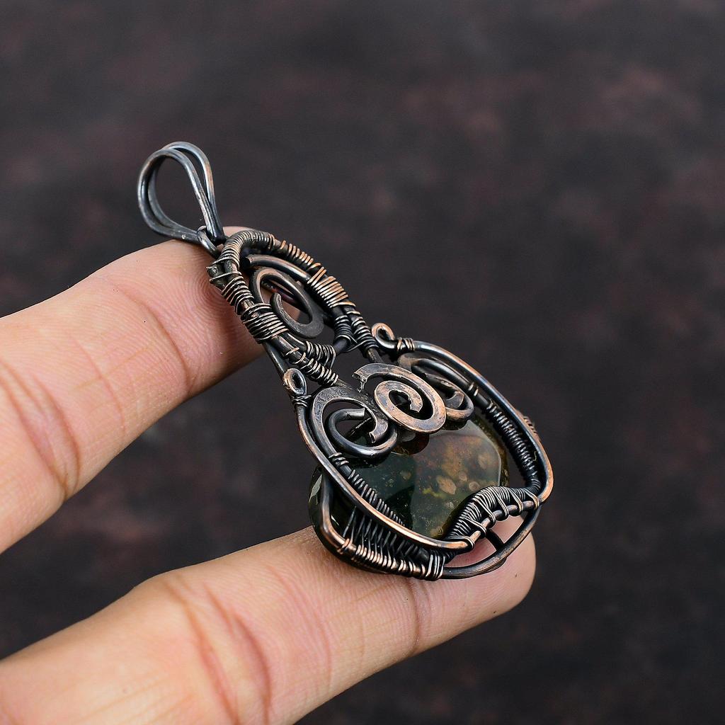 Pandantiv Piatra Sângelui Pandantiv Înfășurat în Sârmă de Cupru Pandantiv Handmade Bijuterii Piatra Sângelui Pandantiv Piatră Prețioasă Reală Cadou de Logodnă Bijuterii din Sârmă de Cupru