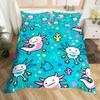 Cartoon Axolotl Duvet Cover Queen Size,Sunflower Bedding Set Cute Animal Botanical Comforter Cover Watercolor Yellow Quilt Cover