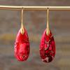 1 Pair New Bohemian Holiday Earrings Emperor Stone Water Drop Pendant Earrings Light Luxury Design Earrings