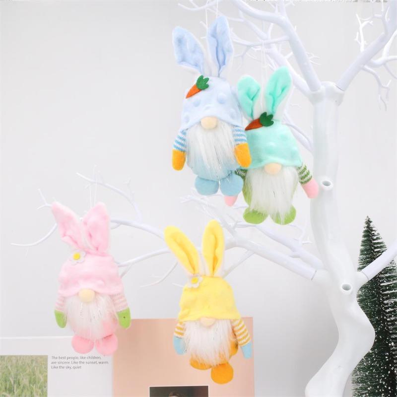 Easter Bunny Plush Toy Cute Rabbit Doll Soft Stuffed Animal for Home Decor Living Room Ornament Festive Party Decoration Hanging Pendant