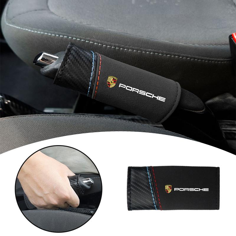 Car Handbrake Cover Hand Brake Grip Decoration Sleeve For Porsche Panamera Macan 911 718 Taycan Boxster Cayman Pajun Accessories