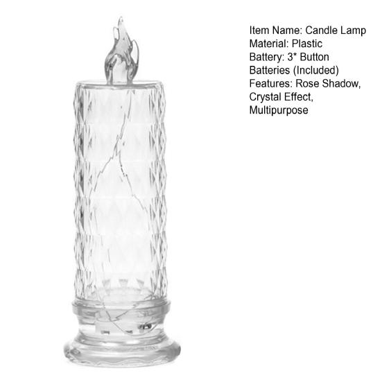 LED Candle Lights Romantic Rose Shadow Flameless Candles Lamp Elegant Crystal-like Pillar Candles