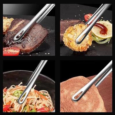 Pinzas para comida de barbacoa, pinzas para barbacoa de acero inoxidable, pinzas para carne de cocina, pinzas antideslizantes antiadherentes para carne, herramienta de cocina para asar a la parrilla