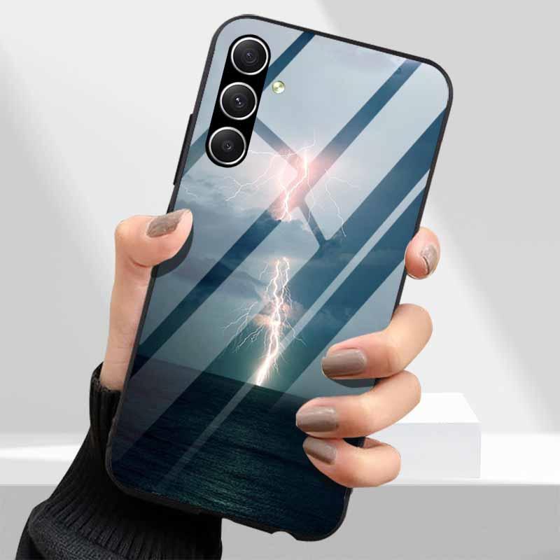 Tempered Glass Phone Cases for Samsung Galaxy A54 A14 A24 A34 Cover Hard PC Back Shell For M54 A15 A25 A55 5G A04s M23 M52 A 54