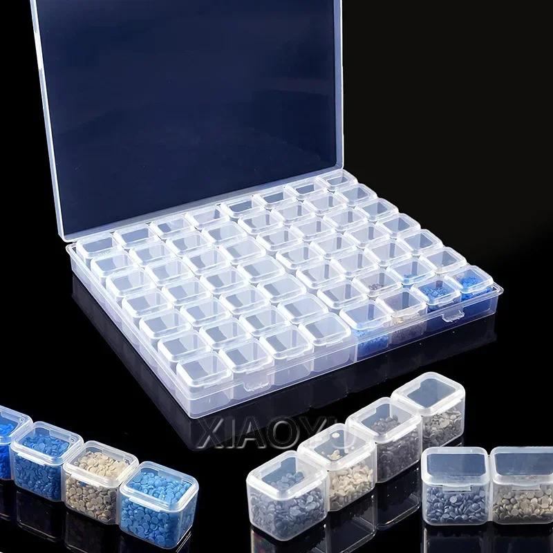 Transparente Kunststoff-Aufbewahrungsbox mit 28 Fächern, Aufbewahrungsbox für Diamantnägel, Strassperlen, Schmuck-Organizer, Malzubehör, Werkzeuge