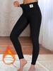 High-waisted Embroidered Cat Fleece Skinny Pants for Women, Autumn and Winter Running and Cycling Leggings, Yoga Pants