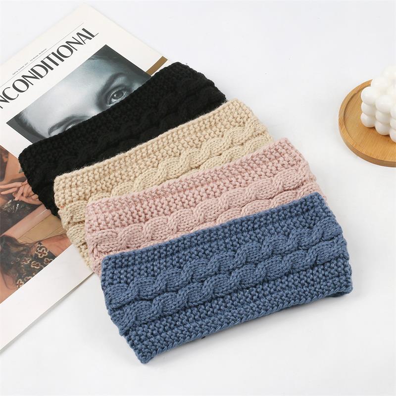 Womens Thermal Ribbed Thick Fleece Lined Winter Headband Wrap Ear Warmer