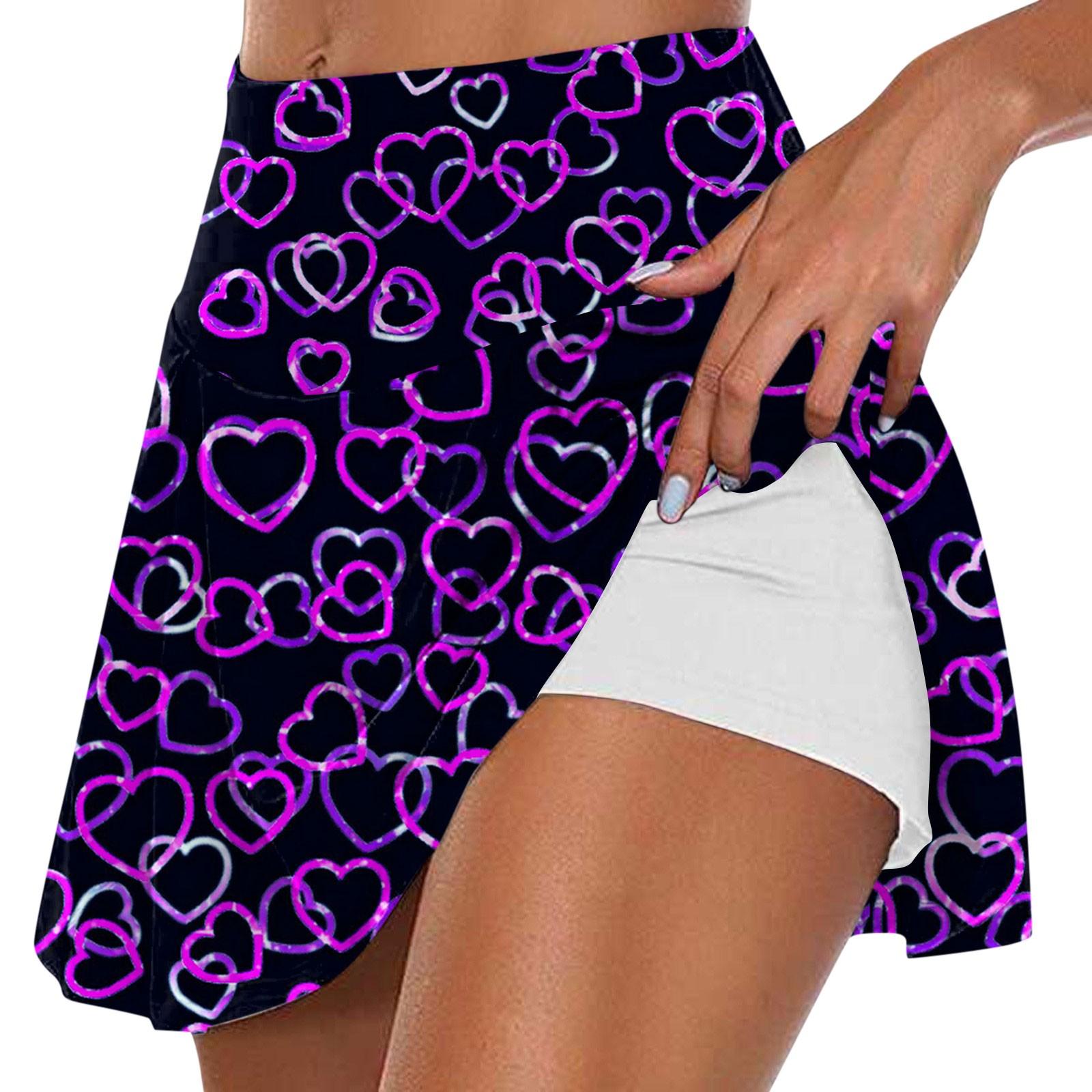 

Женская мода с принтом на День Святого Валентина, повседневная спортивная фитнес-беговая йога, теннисная юбка, плиссированная короткая юбка, шорты, полуюбка XL