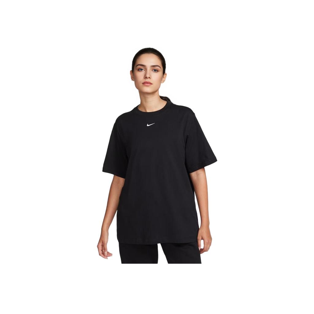 Nike Sportswear Logo Graphic Crew Neck Oversized Short Sleeve Drop Shoulder T-Shirt Women Tops Black FD4150-010