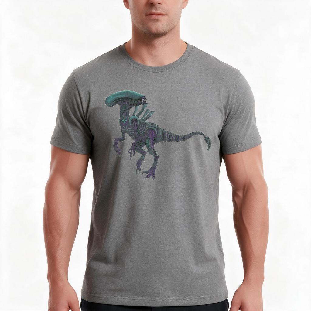 Xenoraptor Tshirt Summer Casual Cotton Tee Oversized Streetwear Tops Vintage Graphic Print Loose Fit Short Sleeve