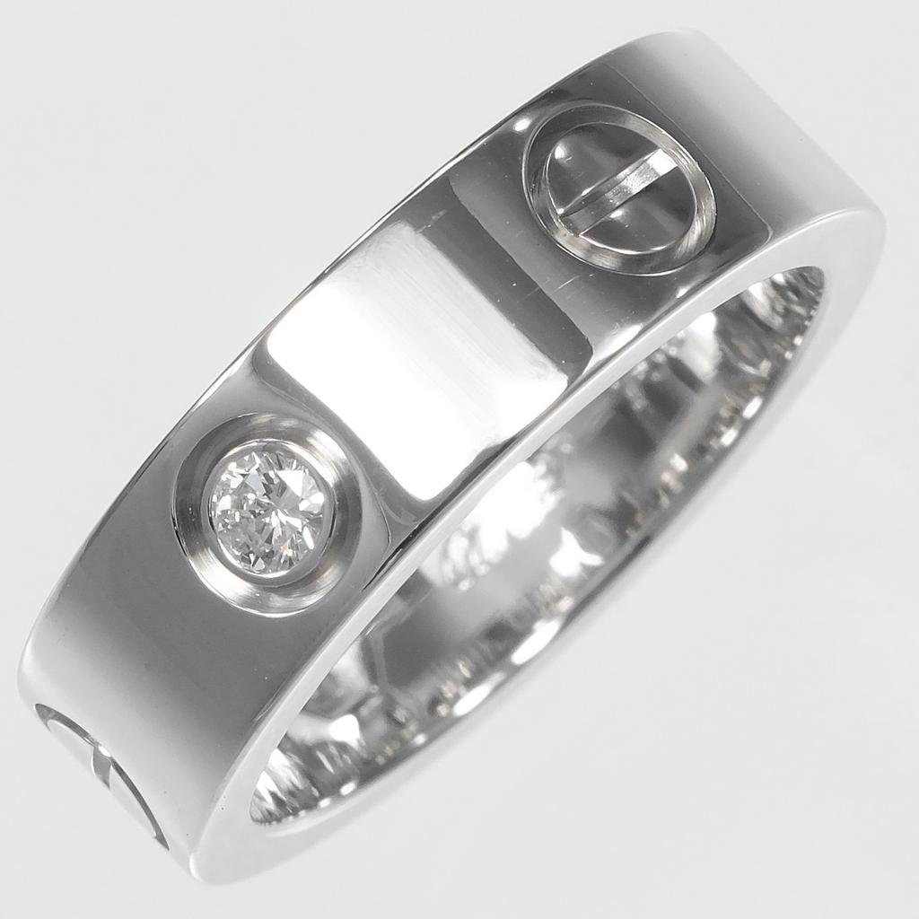 CARTIER love Ring K18 white gold/3P Diamond #5.8(US Size) 8.82g Women Used