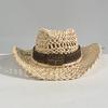 2026 Handmade Hollow Nature Cowboy Hat for Men Women Vintage Straw Weaving Beach Sun Hat Gentleman Lady Beach Cowgirl Hat