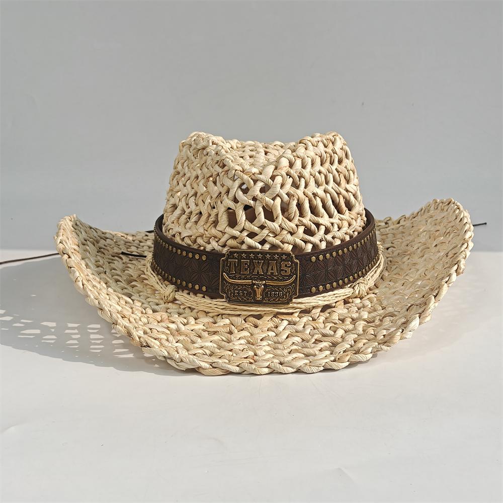 2026 Handmade Hollow Nature Cowboy Hat for Men Women Vintage Straw Weaving Beach Sun Hat Gentleman Lady Beach Cowgirl Hat