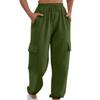 Women's Fashion Drawstring Sports Work Pants Loose Color Casual Pants