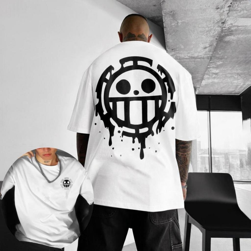 T-shirt da Uomo One Piece Trafalgar Law Estate Autunno Anime Giapponese Abbigliamento Ragazzi Manica Corta Retro Marca Abbigliamento Genitori-Figli