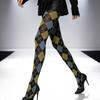 Collant a Scacchi a Righe Colorati Diamante Retro 80D Collant Sottili a Blocchi di Colore a Righe
