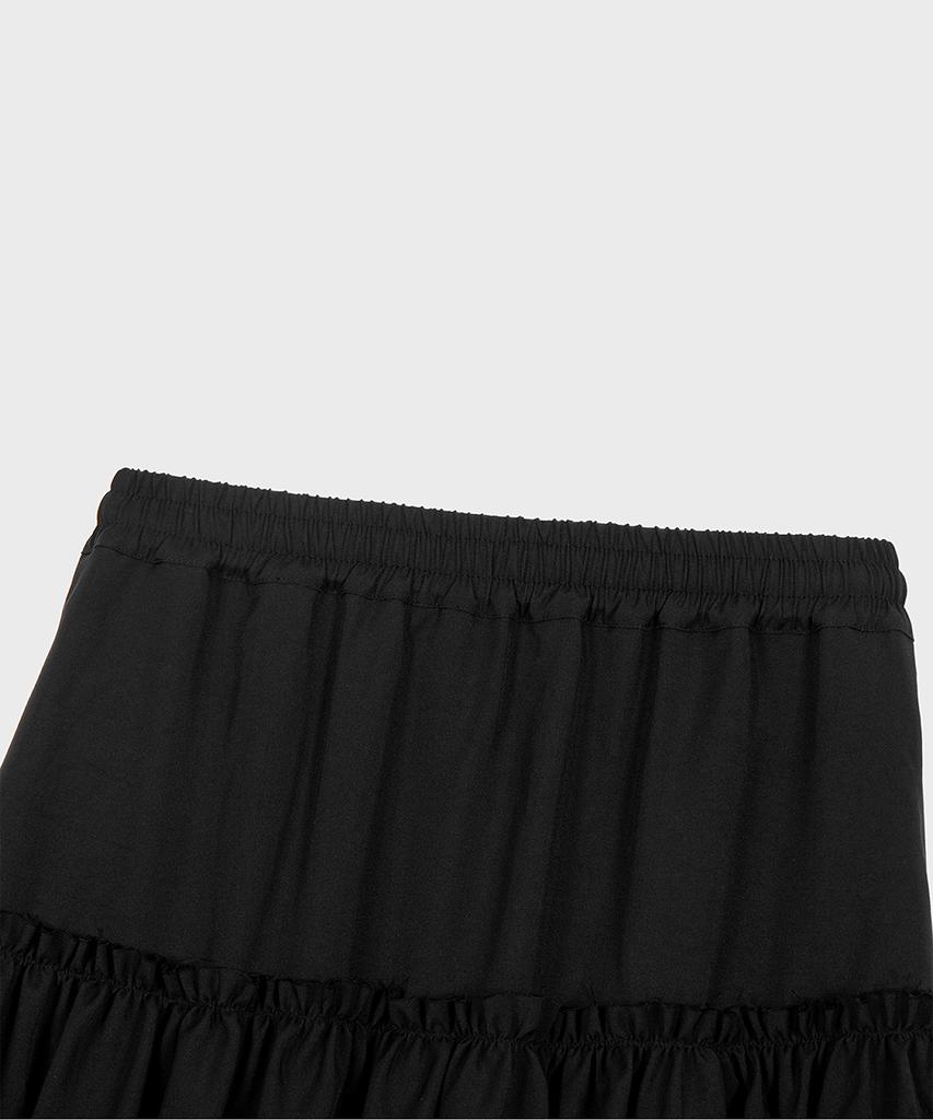 Alkialka Tiered Maxi Skirt (Black)