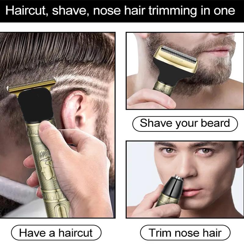 Professional Hair Trimmer Cordless Rechargeable Edgers Clippers Electric Beard Trimmer Zero Gapped T-Blade Trimmer