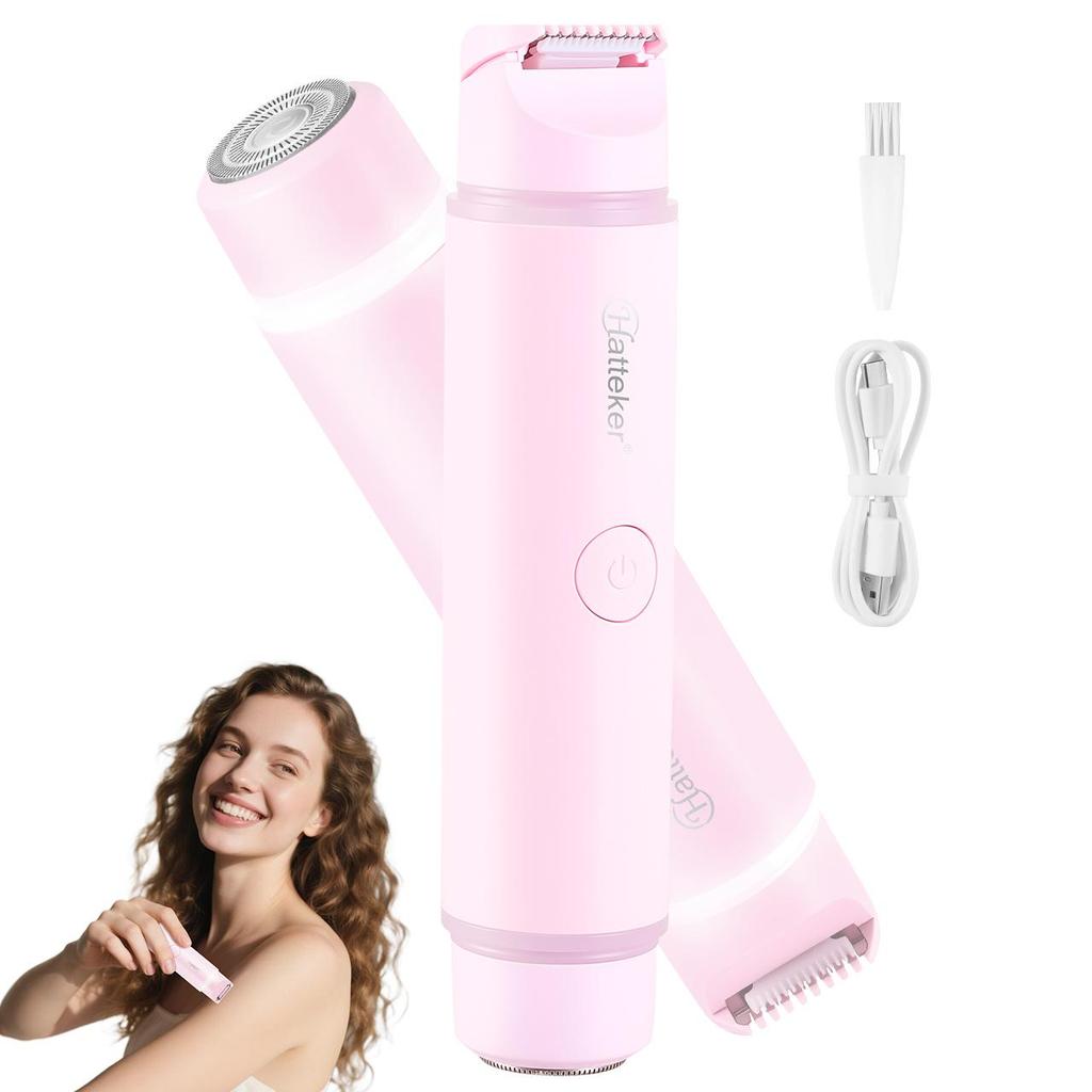 Hatteker Dual Head Epilator for Women Waterproof USB Rechargeable Portable Hair Removal Device for Legs Underarms And Bikini Line