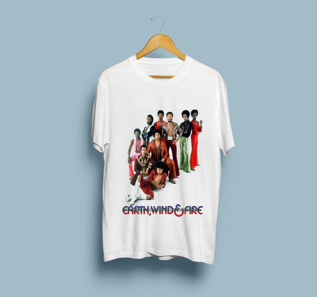 Vtg Earth Wind And Fire Band Baumwolle Weiß Alle Größen Unisex Klassisches Hemd AP317