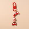 Cute Enamel Car Keychain Women Girls Beaded Key Ring Pendants for Handbag Decor DIY Key Chain Kid's Jewelry Gifts