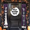 2D Flat, 2pcs Gothic Suitable for -weather Day of the Dead Banner & Couplet Flag with Skull Couple Design - Spanish/Latin Dia De Los Muertos Decoratio