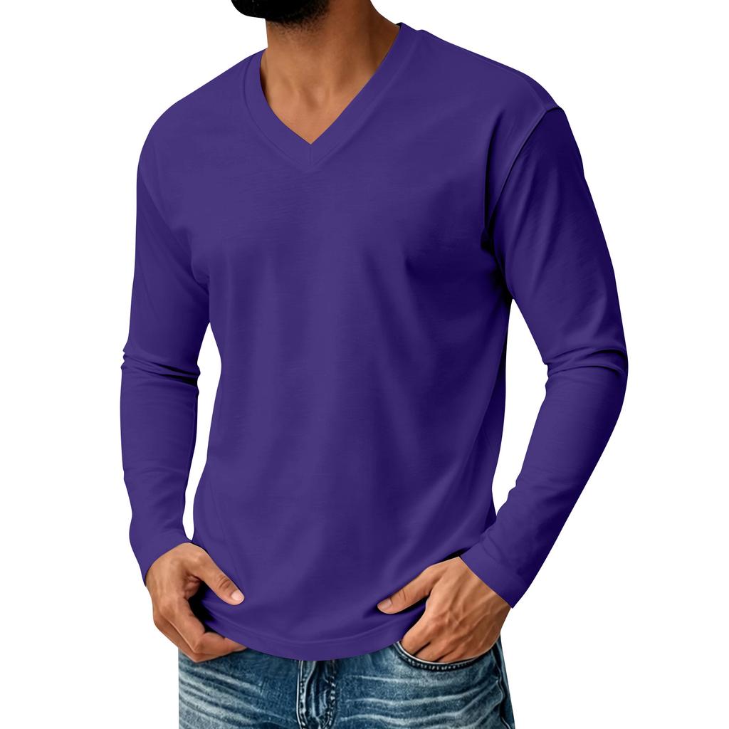 Men's V-Neck Long Sleeve Casual Comfortable T-Shirt