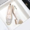 Fashion Flats Women Shoes Spring Autumn Rhinestone Square Buckle Square Toe Elegant Flat Shoes Wedding Shoes Loafers Plue Size 41 42 43