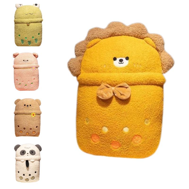 New Cartoon Animal Milk Tea Plush Pillow Blanket Two-in-one Blanket For Warmth And Comfort Perfect For Girls' Sleep Panda Design