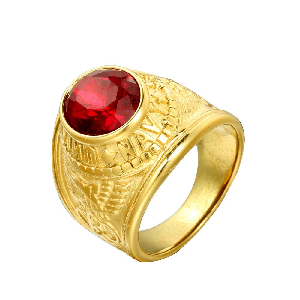 Militärischer Titanstahlring für Herren Trendy Edelstein-Inlay Stilvoller Unisex-Schmuck Geschenk