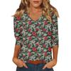 Women's Casual Fashionable Sexy Comfortable V-Neck Christmas Three-Quarter Sleeve Top