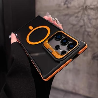 Luxury Magnetic Metal Lens Stand Translunt Case For Galaxy Samsung S25 S24 S23 Ultra Plus FE For Magsafe Wireless Charge Cover